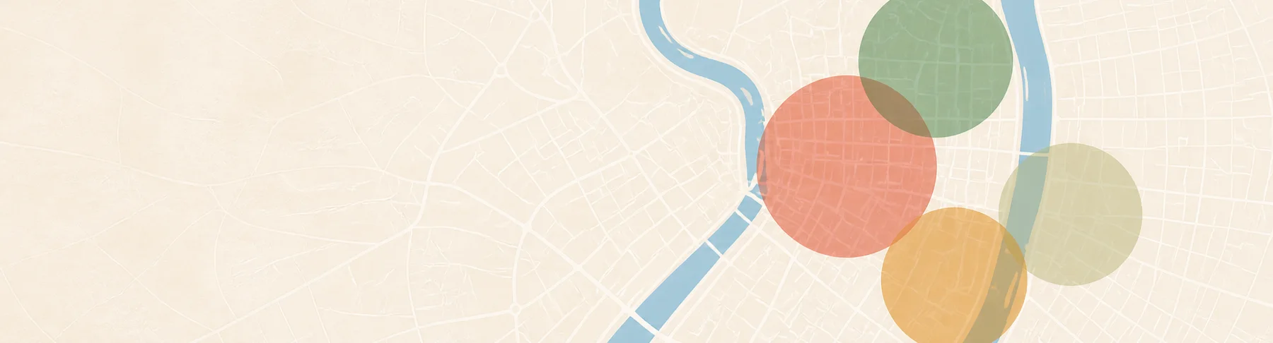 Carte illustrée du centre de Lyon et de ses deux fleuves